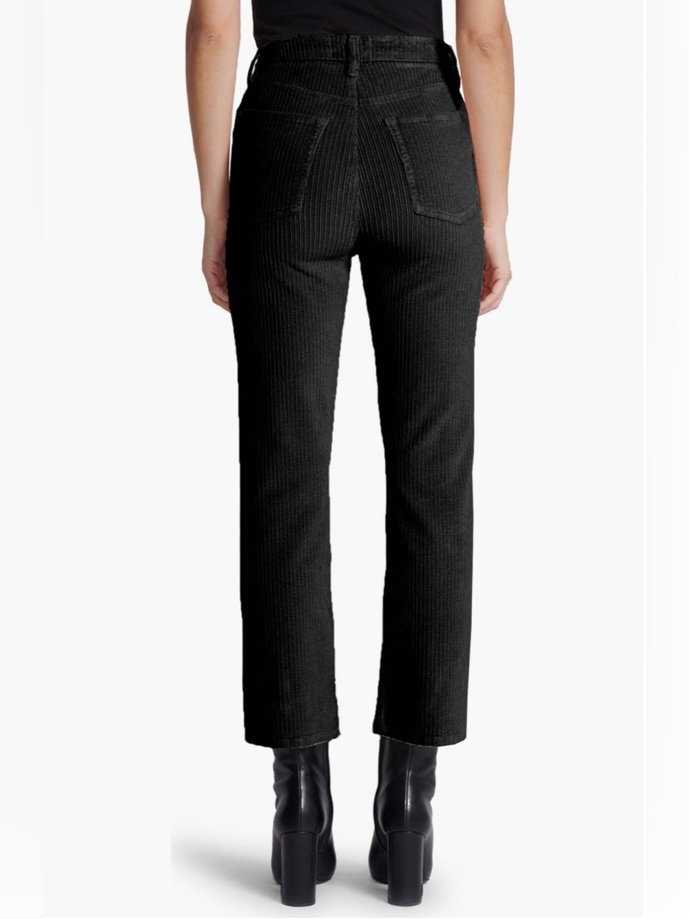 7 For All Mankind Ultra High Rise Slim Kick Black Corduroy Pants - Picture 2 of 3